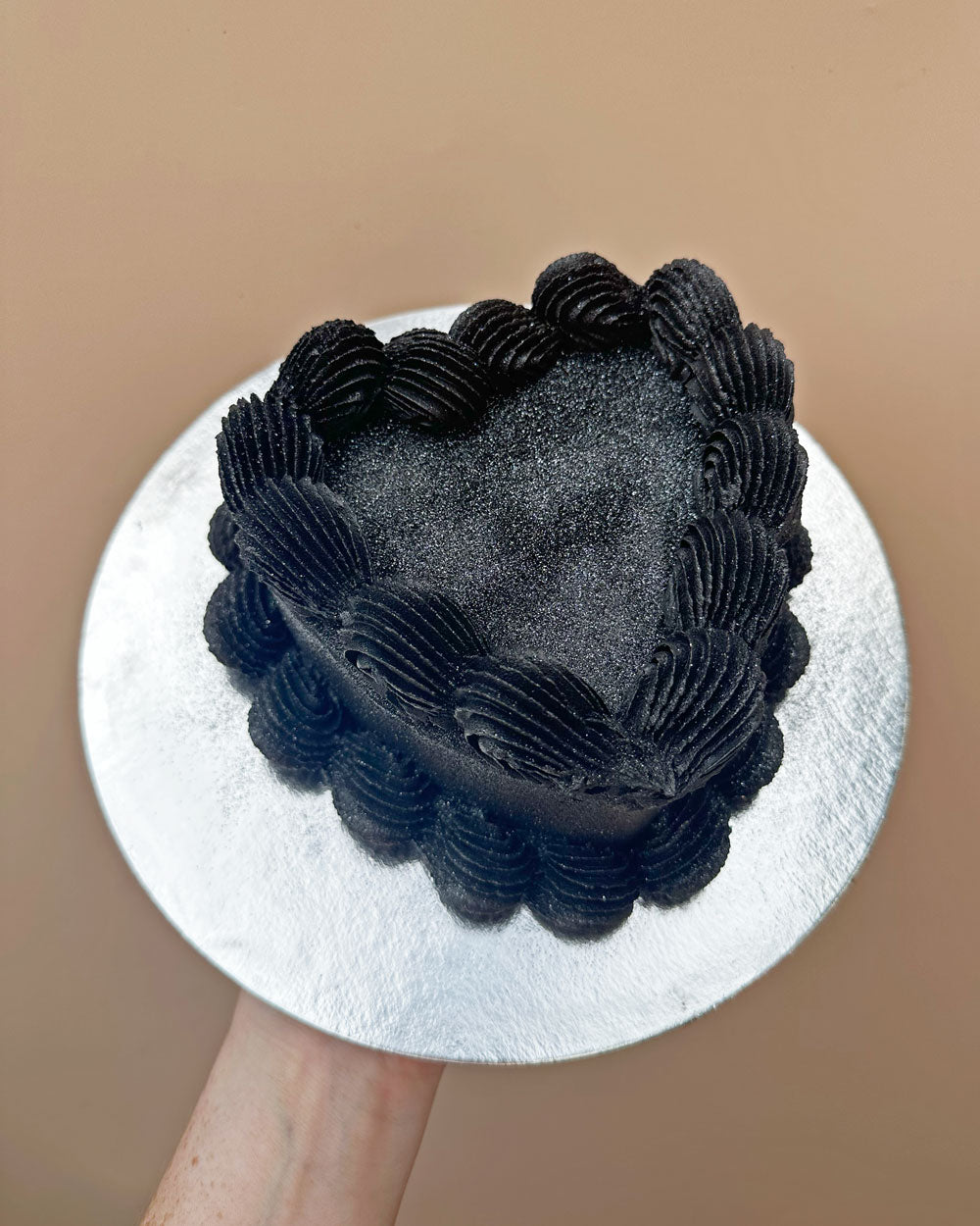 Mini Vintage Heart Cake - Black Glitter