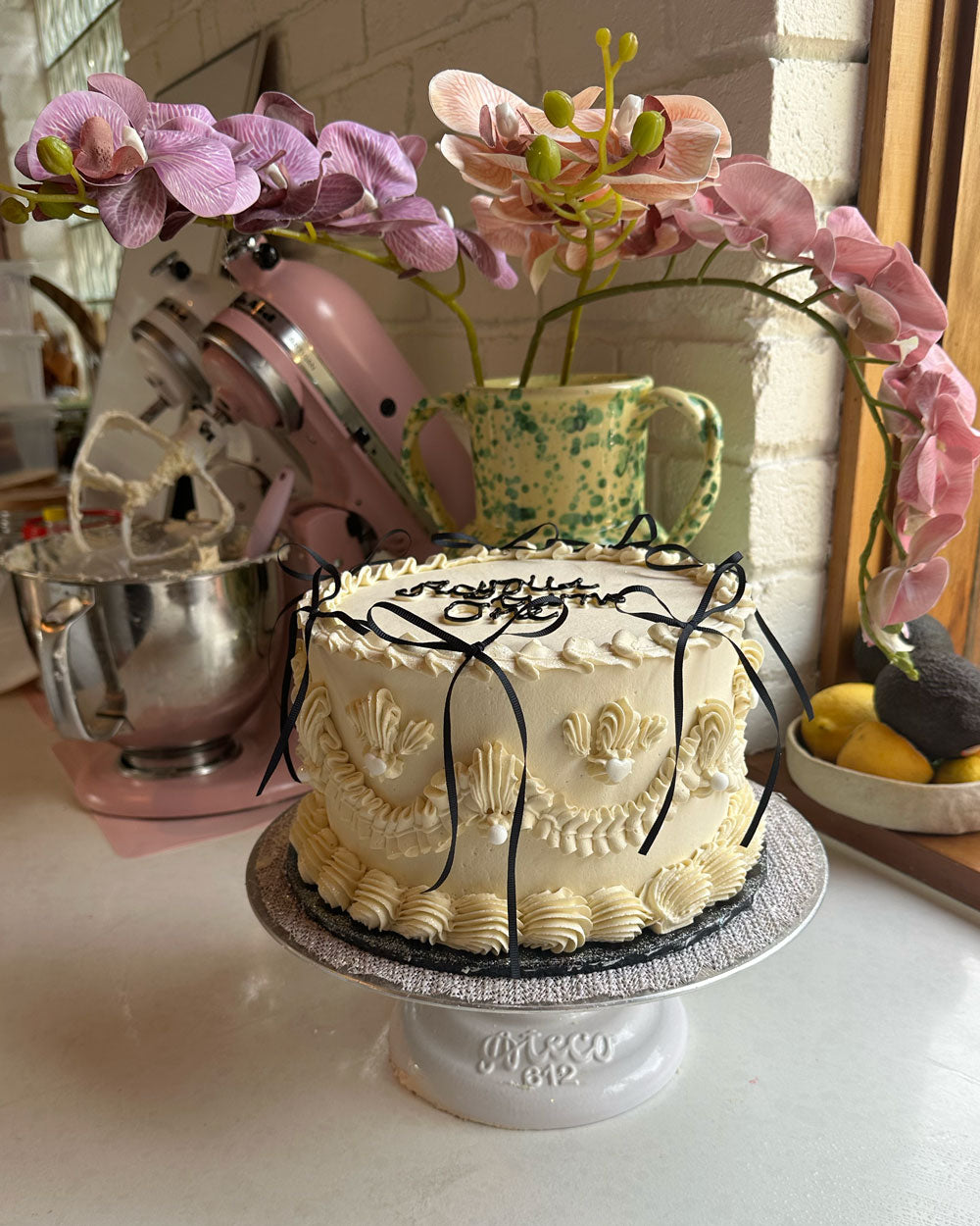 Frilly Vintage Coquette Ribbon Bow Cake