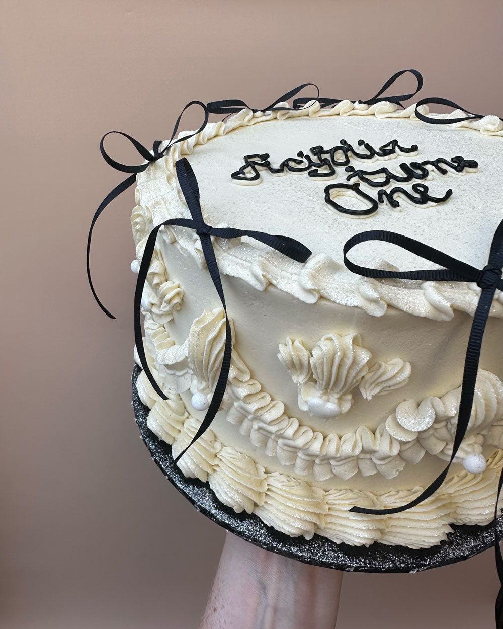 Frilly Vintage Coquette Ribbon Bow Cake