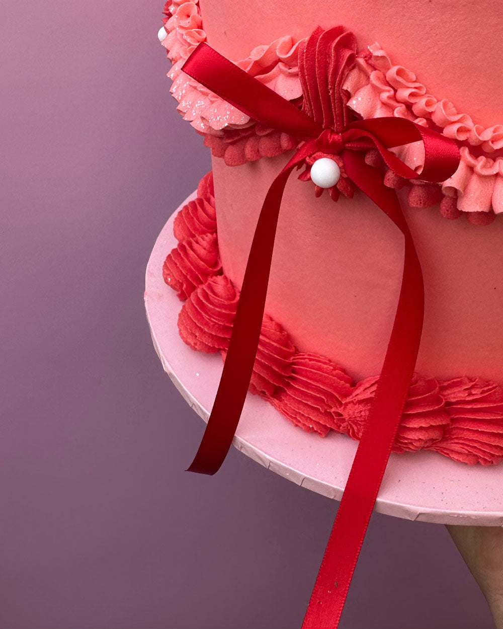 Frilly Vintage Coquette Ribbon Bow Cake