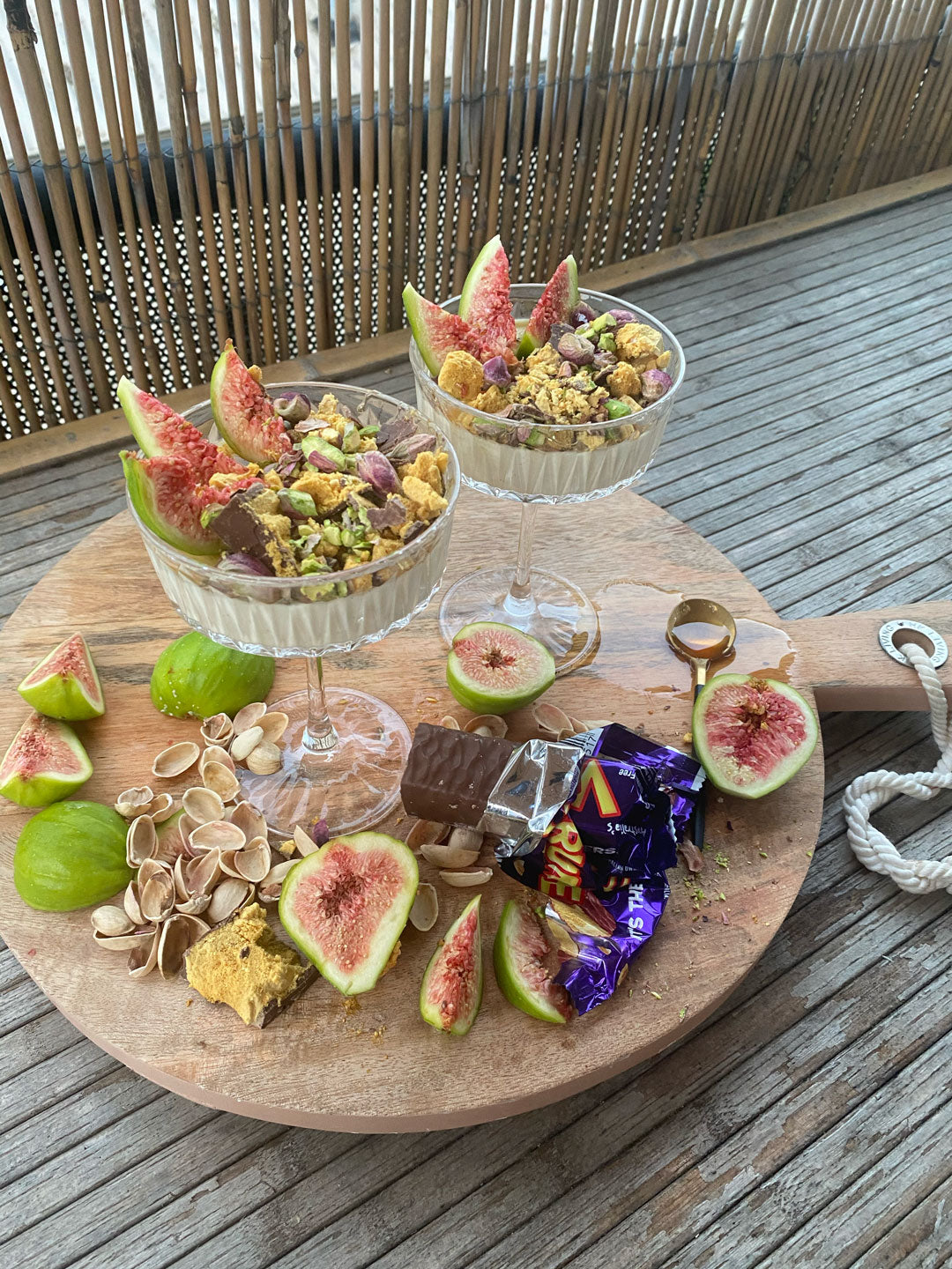 Fig, Honeycomb & Pistachio Vanilla Panna Cotta