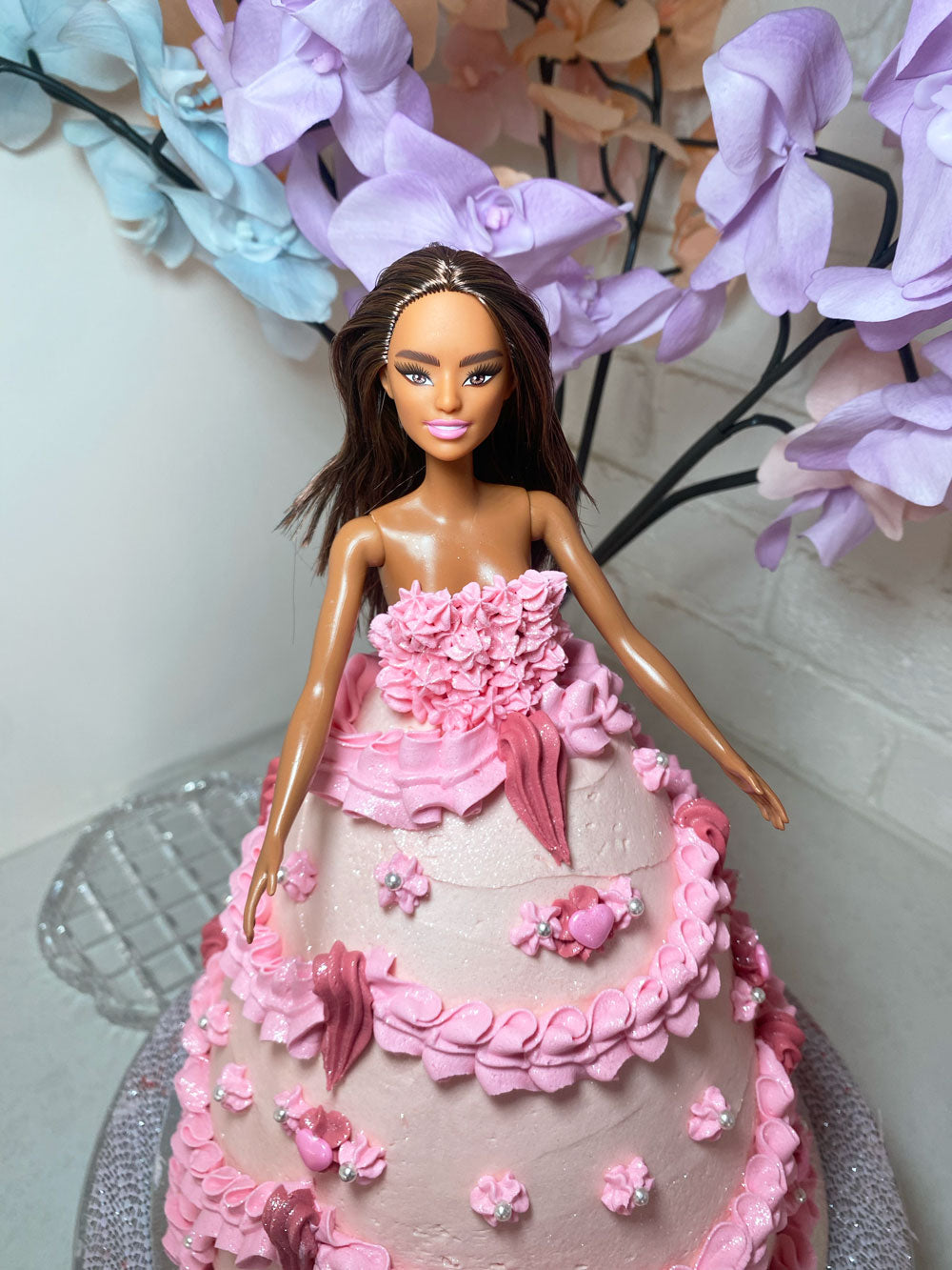 Online Pink Roses Barbie Doll Cake Delivery in Noida